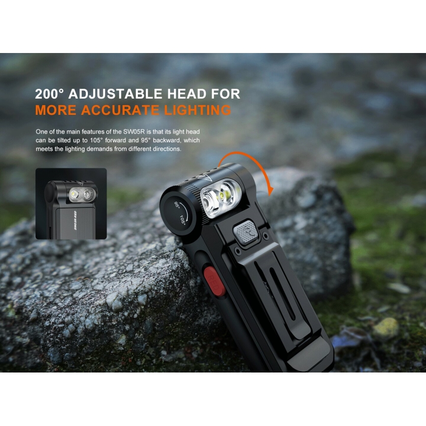 Fenix SW05RREDBLC - LED Ljusreglerad uppladdningsbar ficklampa LED/USB IPX6 150 lm 49 h svart