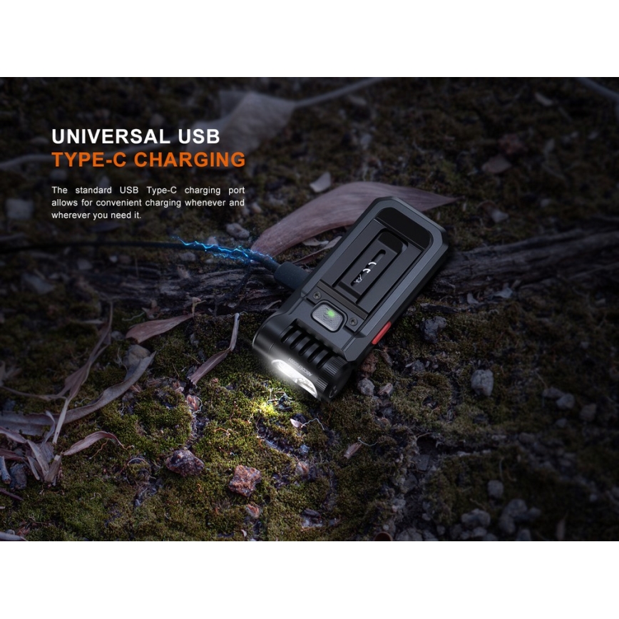 Fenix SW05RREDBLC - LED Ljusreglerad uppladdningsbar ficklampa LED/USB IPX6 150 lm 49 h svart