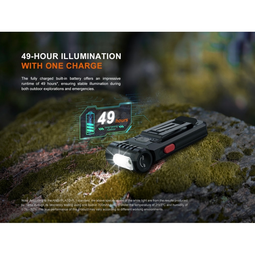 Fenix SW05RREDBLC - LED Ljusreglerad uppladdningsbar ficklampa LED/USB IPX6 150 lm 49 h svart