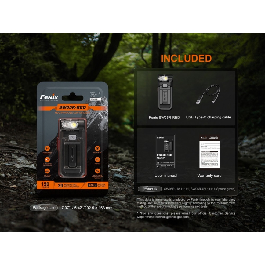 Fenix SW05RREDBLC - LED Ljusreglerad uppladdningsbar ficklampa LED/USB IPX6 150 lm 49 h svart