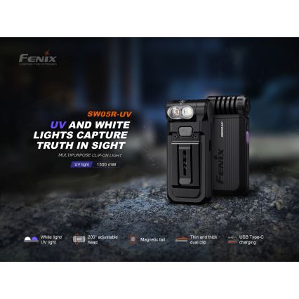 Fenix SW05RUVBLC - LED Ljusreglerad uppladdningsbar ficklampa LED/USB IPX6 150 lm 49 h 700 mAh svart
