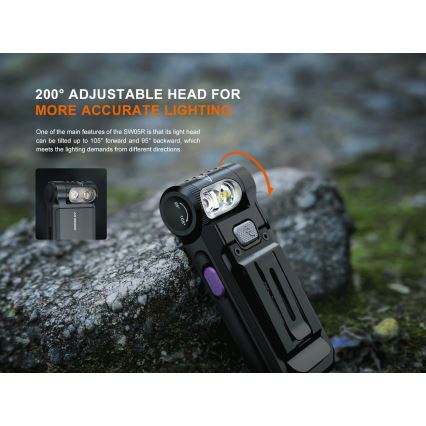 Fenix SW05RUVBLC - LED Ljusreglerad uppladdningsbar ficklampa LED/USB IPX6 150 lm 49 h 700 mAh svart