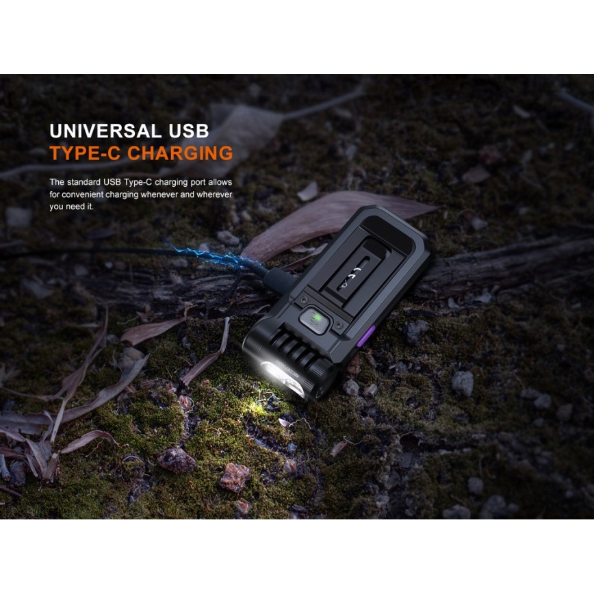 Fenix SW05RUVBLC - LED Ljusreglerad uppladdningsbar ficklampa LED/USB IPX6 150 lm 49 h 700 mAh svart