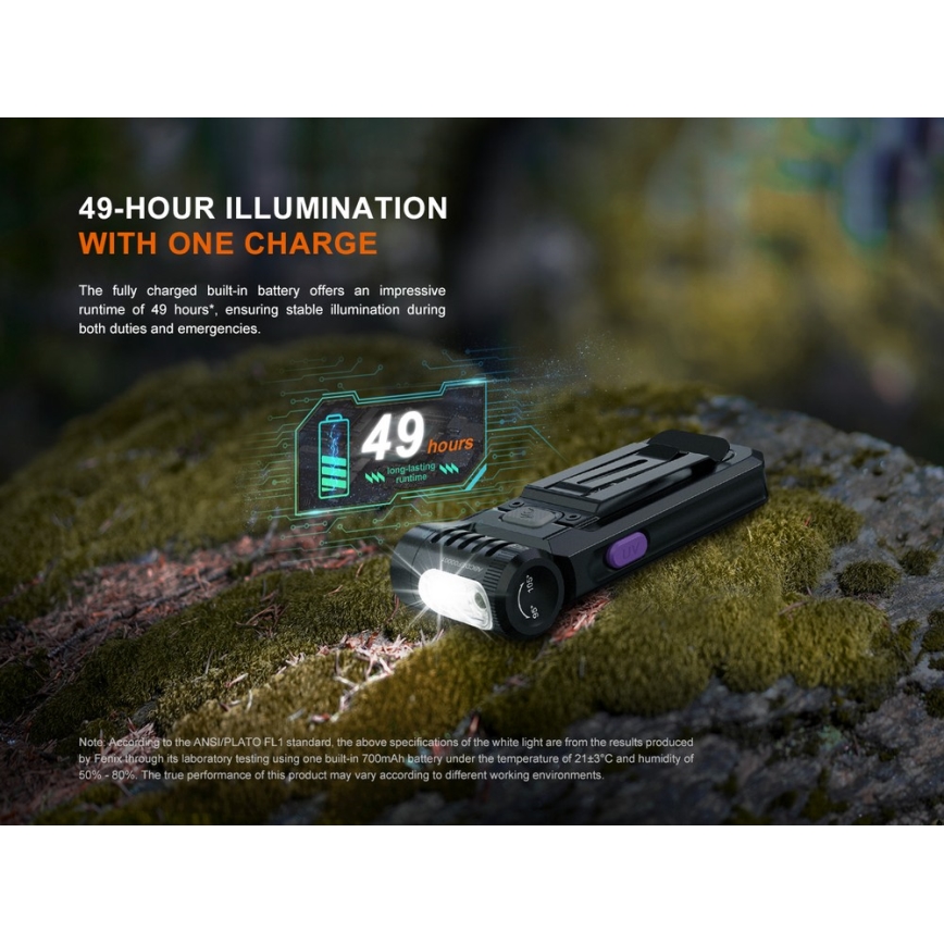 Fenix SW05RUVBLC - LED Ljusreglerad uppladdningsbar ficklampa LED/USB IPX6 150 lm 49 h 700 mAh svart