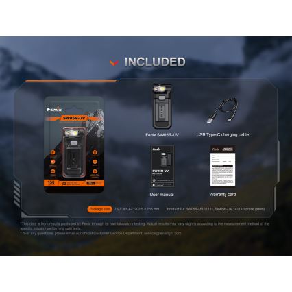 Fenix SW05RUVBLC - LED Ljusreglerad uppladdningsbar ficklampa LED/USB IPX6 150 lm 49 h 700 mAh svart