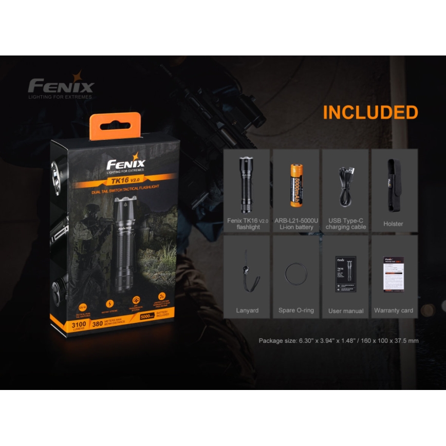 Fenix TK16V20 - LED laddningsbar Fick lampa  LED/1x21700 IP68 3100 lm 43 h