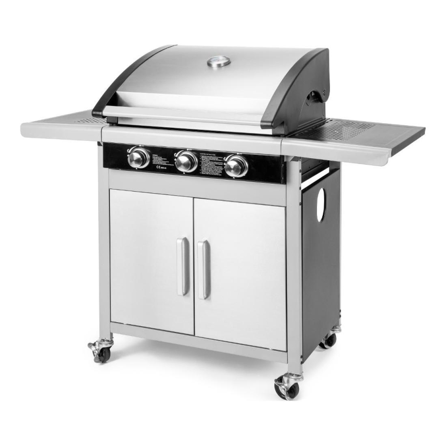 Fieldmann - Gasgrill 3x brännare matt krom