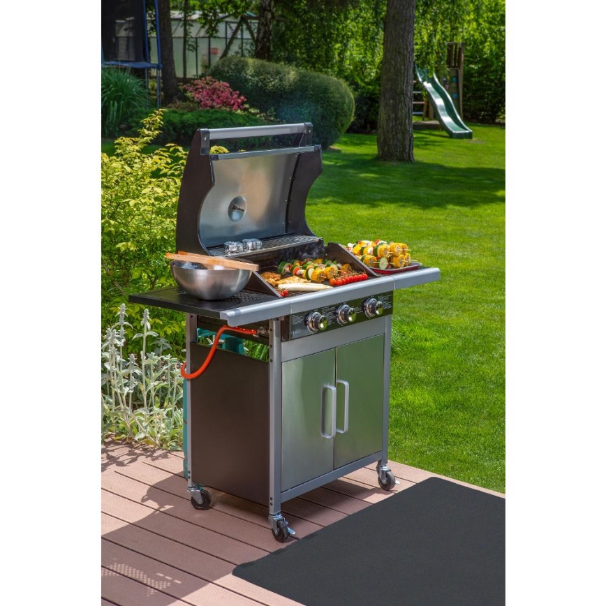 Fieldmann - Gasgrill 3x brännare matt krom