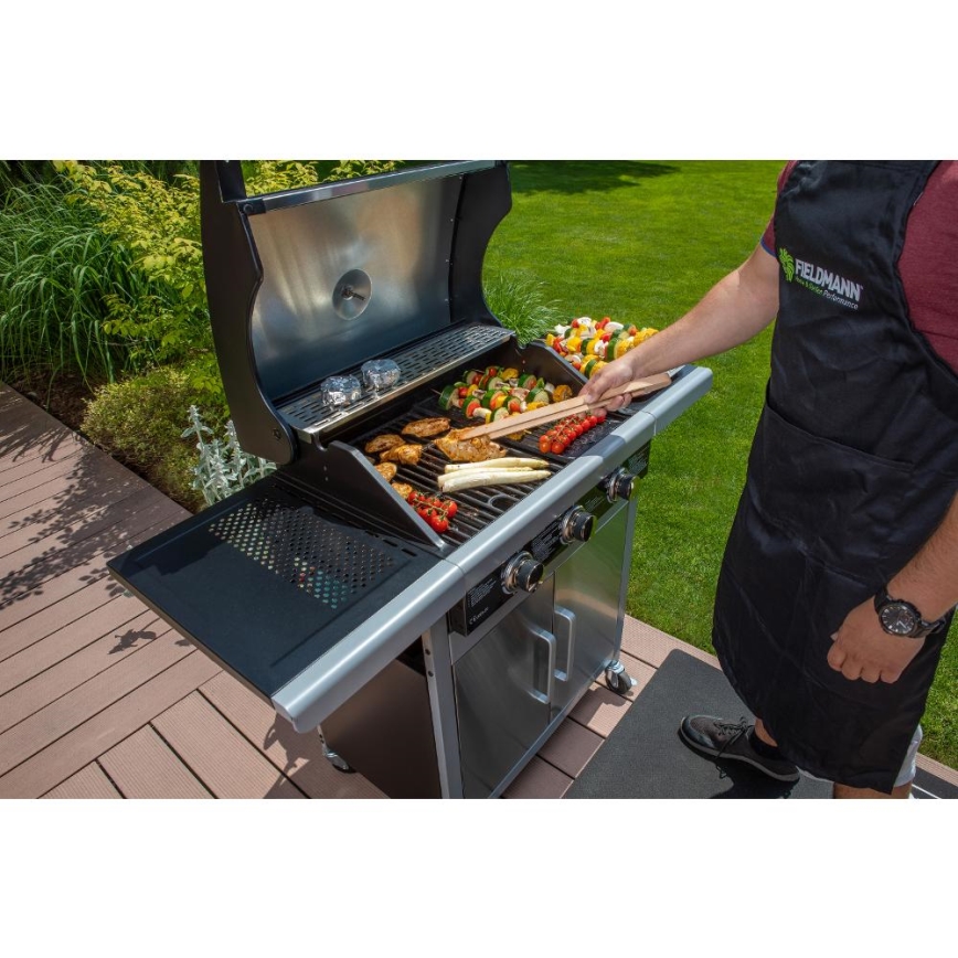 Fieldmann - Gasgrill 3x brännare matt krom