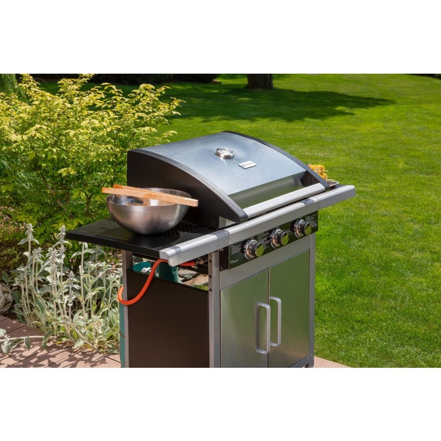 Fieldmann - Gasgrill 3x brännare matt krom