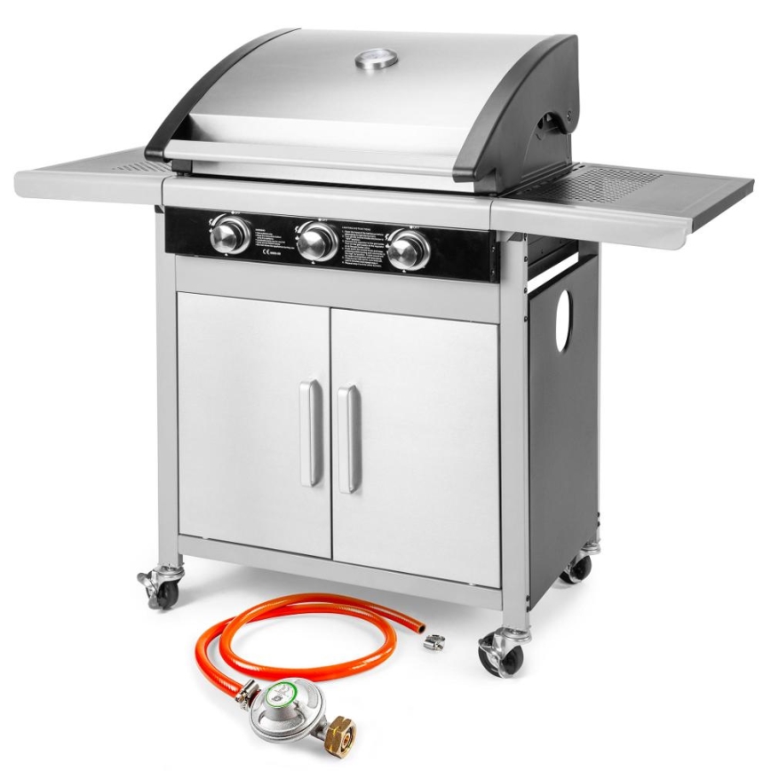 Fieldmann - Gasgrill 3x brännare matt krom