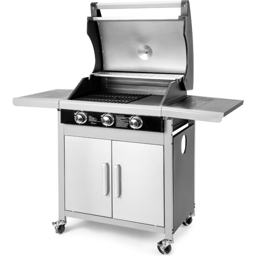 Fieldmann - Gasgrill 3x brännare matt krom