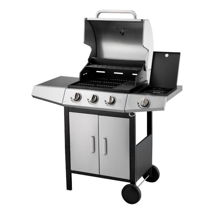Fieldmann - Gasgrill 4x brännare matt krom/svart