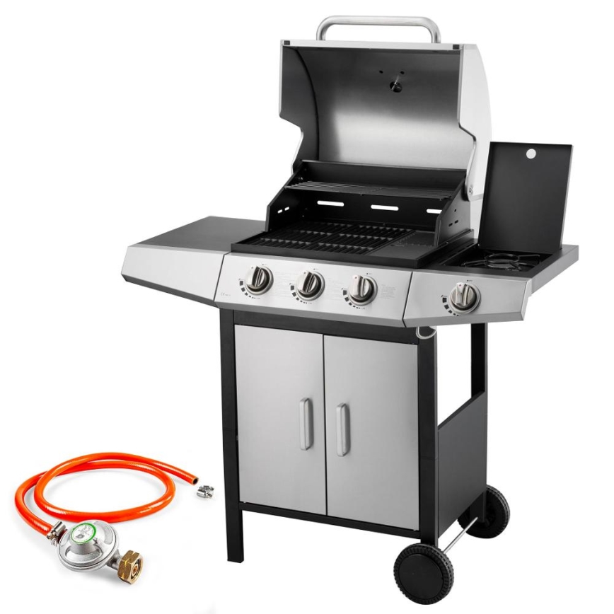 Fieldmann - Gasgrill 4x brännare matt krom/svart