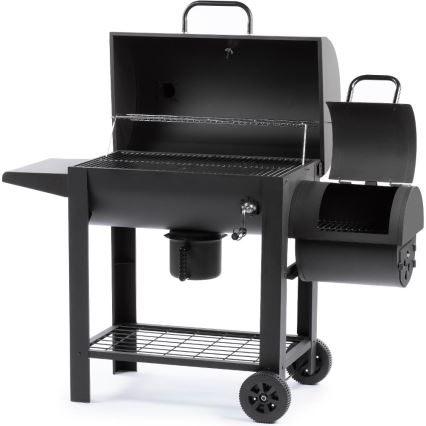 Fieldmann - Kolgrill med rökhus svart