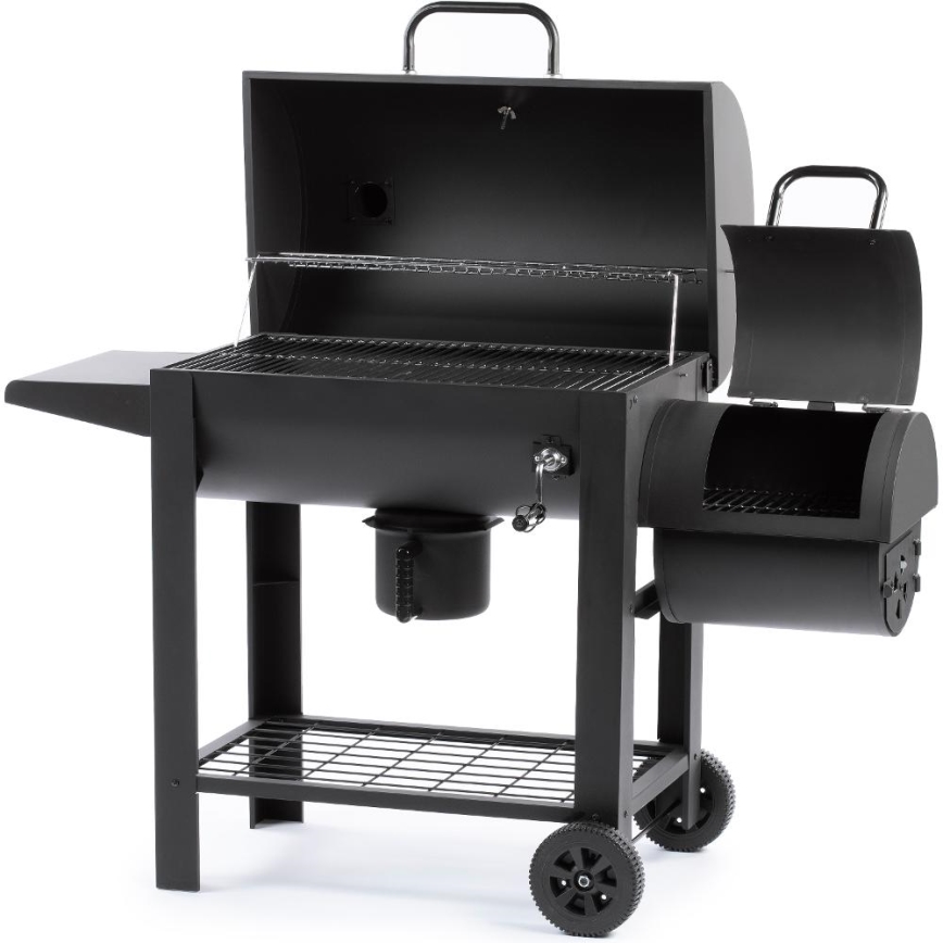 Fieldmann - Kolgrill med rökhus svart