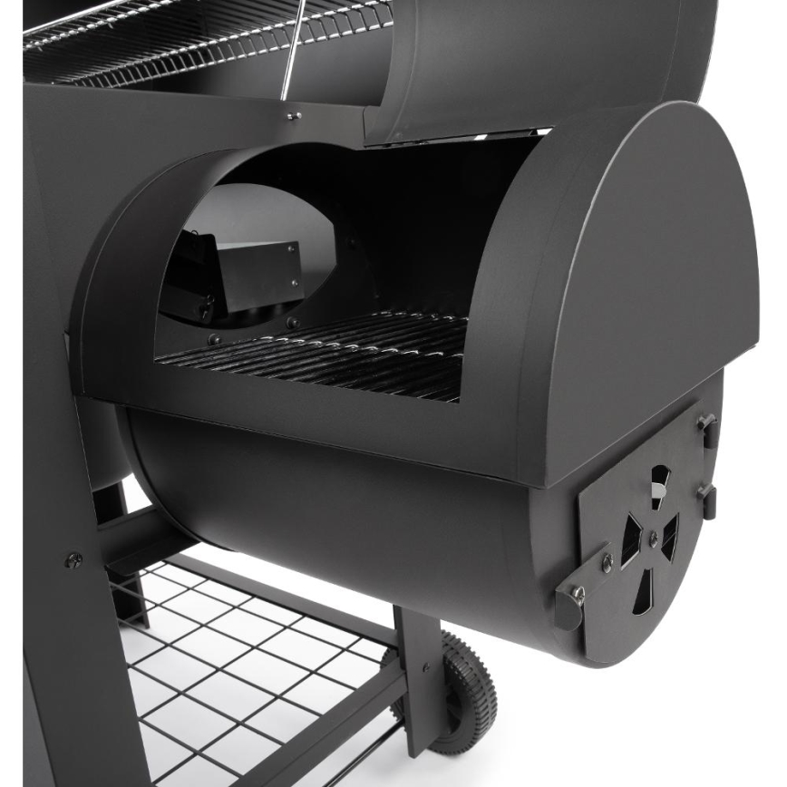 Fieldmann - Kolgrill med rökhus svart