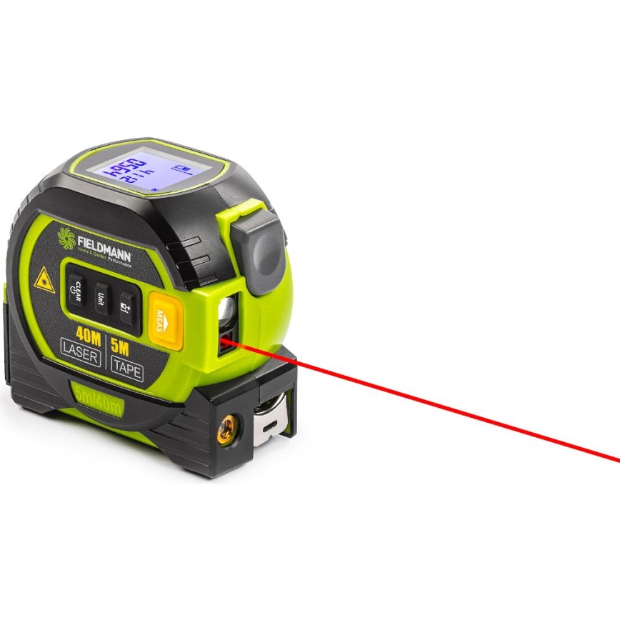 Fieldmann - Laseravståndsmätare med LED-display och roulettemätare 2xAA
