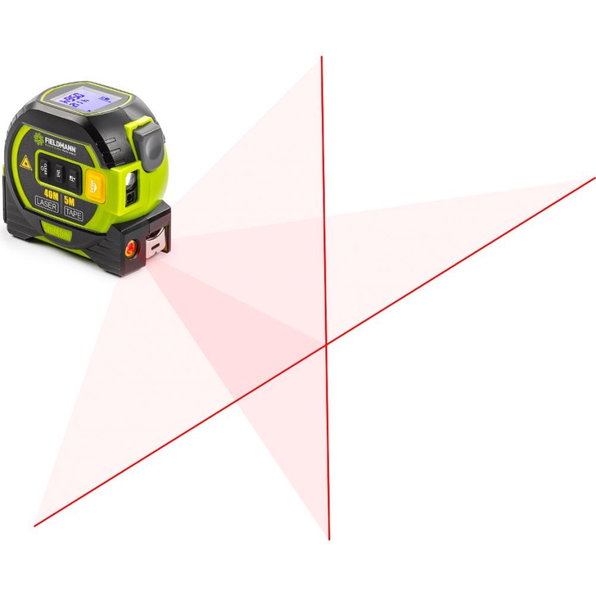 Fieldmann - Laseravståndsmätare med LED-display och roulettemätare 2xAA