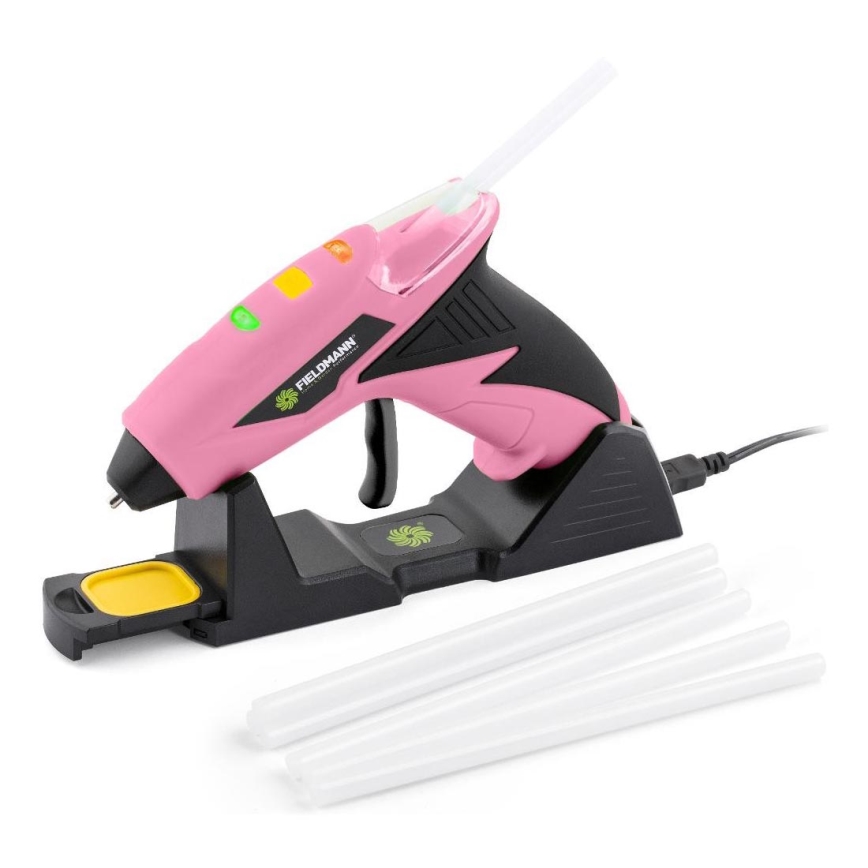 Fieldmann - Trådlös varmlimspistol 4V 1500 mAh rosa