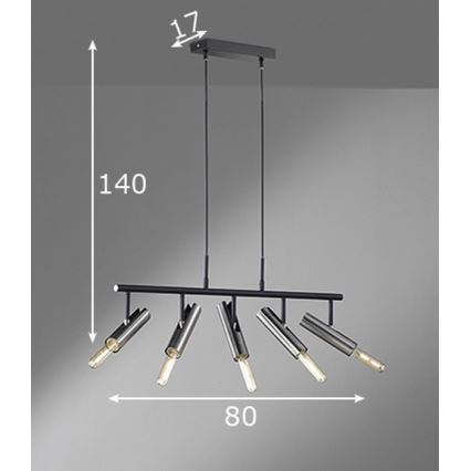 Fischer & Honsel 60369 - Ljuskrona med upphängningsrem DEAN 5xE27/25W/230V