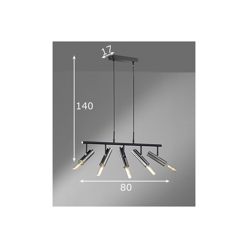 Fischer & Honsel 60369 - Ljuskrona med upphängningsrem DEAN 5xE27/25W/230V