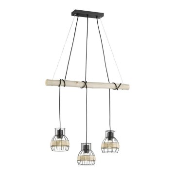 Fischer & Honsel 60798 - Ljuskrona med upphängningsrem STRAW 3xE27/40W/230V