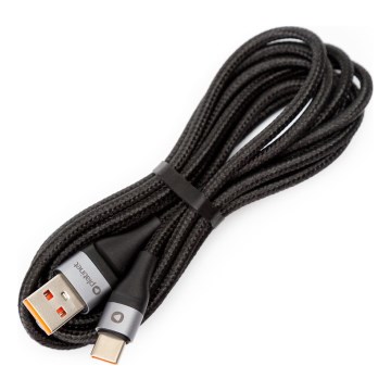 Flätat USB-sladd USB-A / USB-C anslutning 18W 2m svart