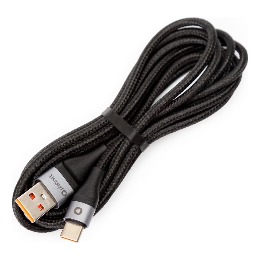 Flätat USB-sladd USB-A / USB-C anslutning 18W 2m svart