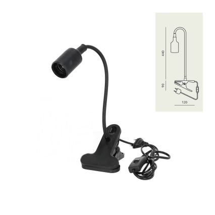Flexibel bordslampa med klämma CLIP 1xE27/30W/230V svart