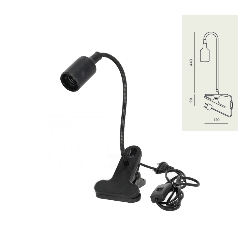 Flexibel bordslampa med klämma CLIP 1xE27/30W/230V svart
