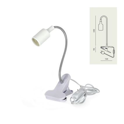 Flexibel bordslampa med klämma CLIP 1xE27/30W/230V vit