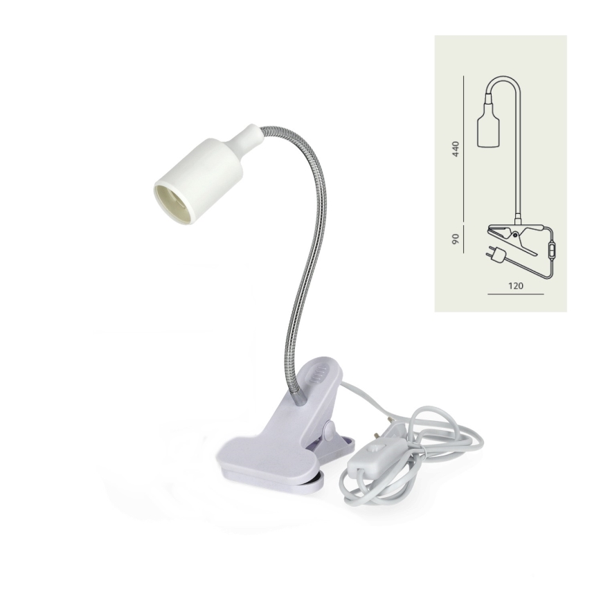 Flexibel bordslampa med klämma CLIP 1xE27/30W/230V vit