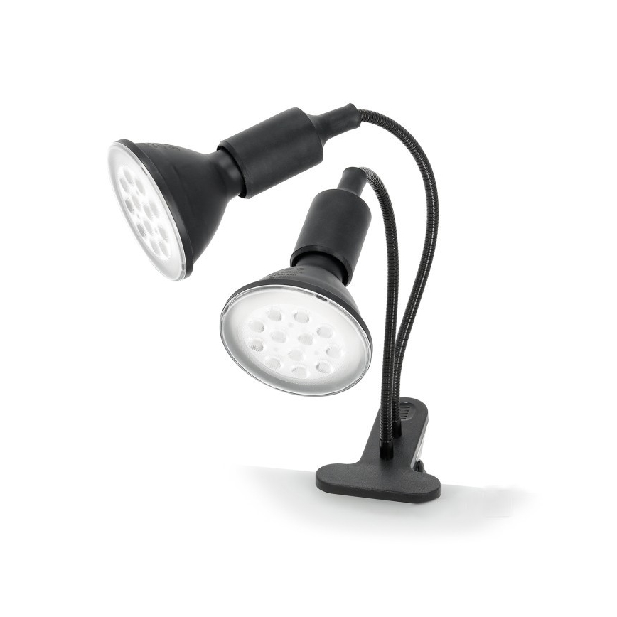 Flexibel bordslampa med klämma för att odla växter PLANTY 2xE27/30W/230V svart