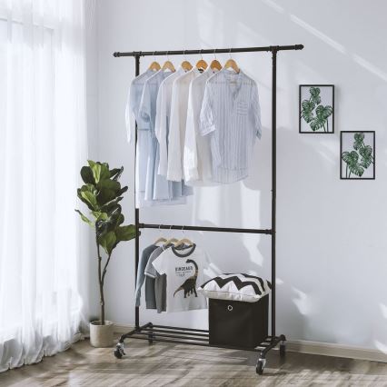 Flyttbar fristående klädhängare LINEA, svart