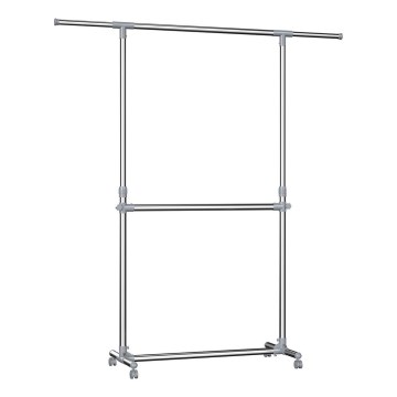 Flyttbar golvstående klädhängare LINEA, silver