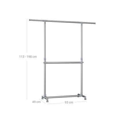 Flyttbar golvstående klädhängare LINEA, silver