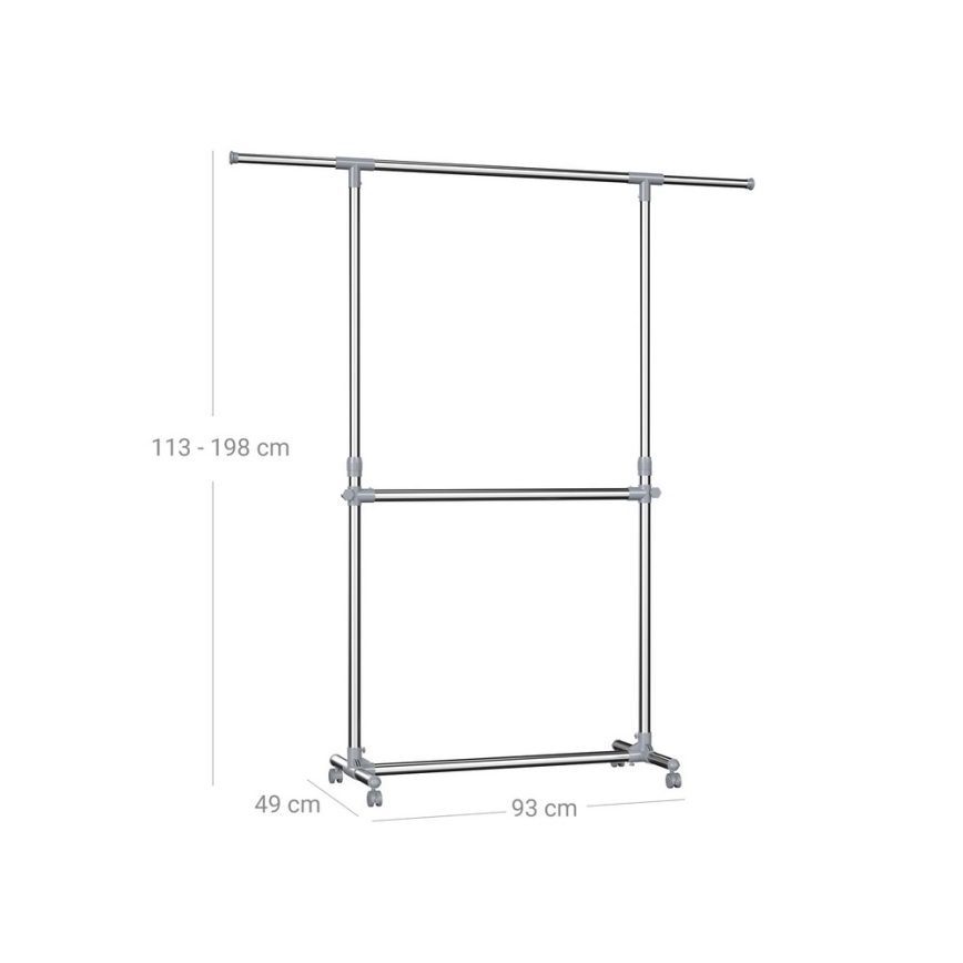 Flyttbar golvstående klädhängare LINEA, silver
