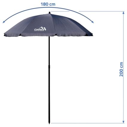 Folding tilting parasol diameter 1,8 m grå