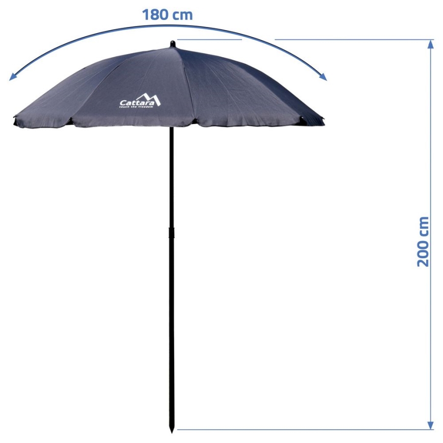 Folding tilting parasol diameter 1,8 m grå