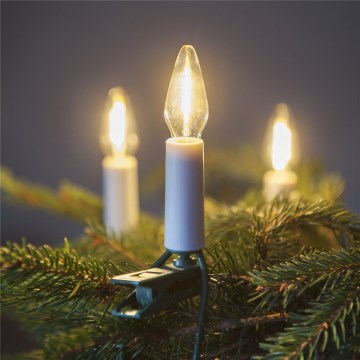 Förlängning LED utomhus Julkedja FELICIA FILAMENT 20xE10 14m genomskinlig/varm vit IP44, Made in the EU