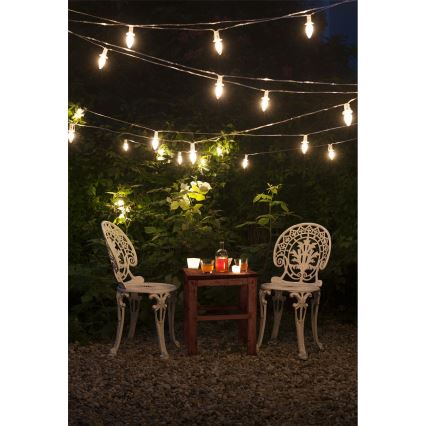 Förlängning LED utomhus Julkedja CONE FILAMENT 20xE10 14m genomskinlig/varm vit IP44, Made in the EU