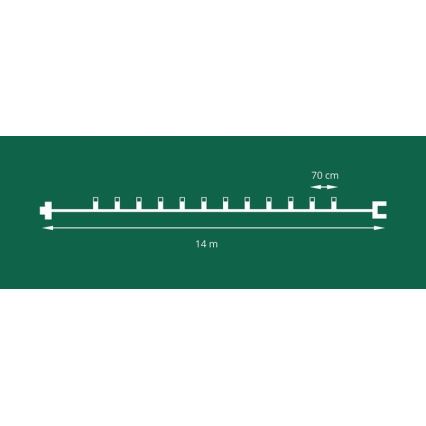 Förlängning LED utomhus Julkedja CONE FILAMENT 20xE10 14m genomskinlig/varm vit IP44, Made in the EU