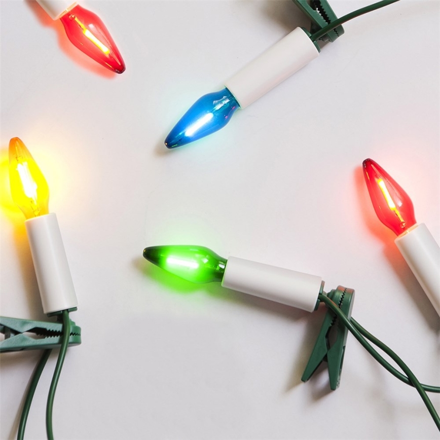 Förlängning LED utomhus Julkedja FELICIA FILAMENT 20xE10 14m färgrik/varm vit IP44, Made in the EU