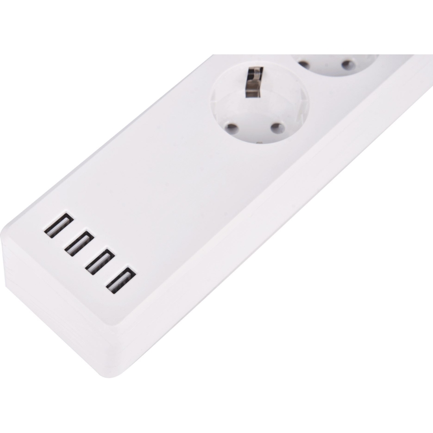 Förlängningskabel med strömbrytare 1,8 m + 4xUSB/Wi-Fi Tuya SCHUKO