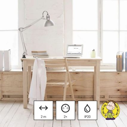 Förlängningskabel 2-vägs + 2x USB-A + USB-C 1,4 m