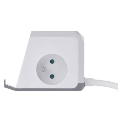 Förlängningskabel kub med trådlös laddning QI 2Z +2xUSB-A+1xUSB-C 2m vit