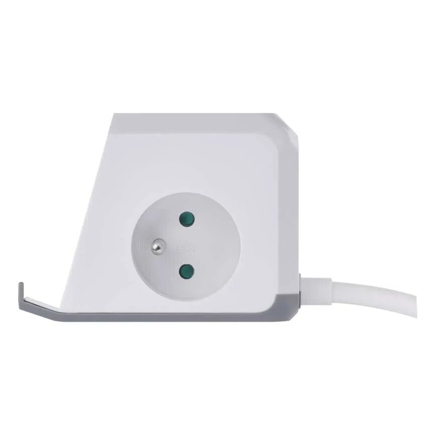Förlängningskabel kub med trådlös laddning QI 2Z +2xUSB-A+1xUSB-C 2m vit
