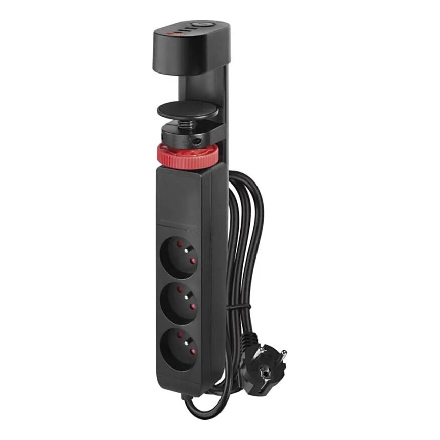 Förlängningskabel med attachment to bord 3Z + 3xUSB 1,5m svart