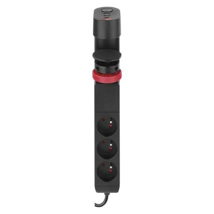Förlängningskabel med attachment to bord 3Z + 3xUSB 1,5m svart